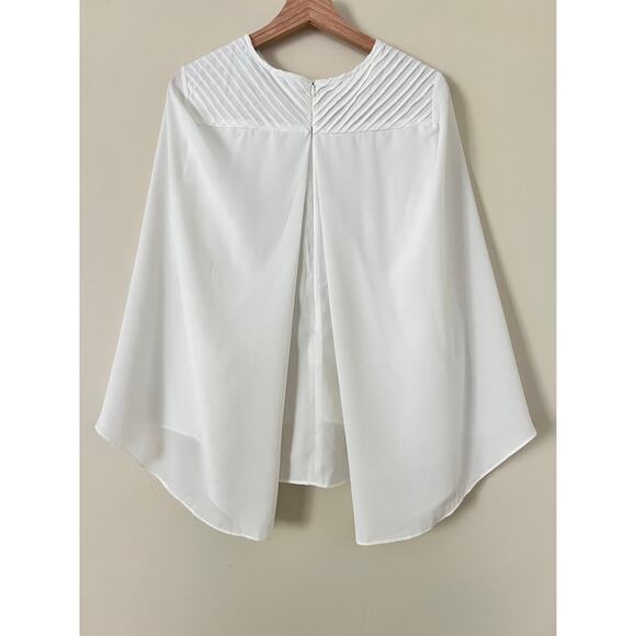 Robert Rodriguez Designer Women's Blouse Top Shirt White Couture Flowy 4 Cape - Picture 2 of 4